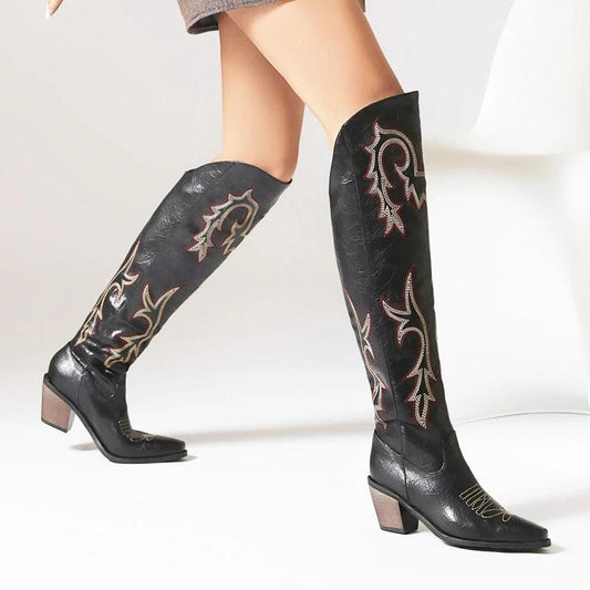 Western Allure High Heel Over the Knee Boots - Embellished Cowboy Style - Country in My Heart