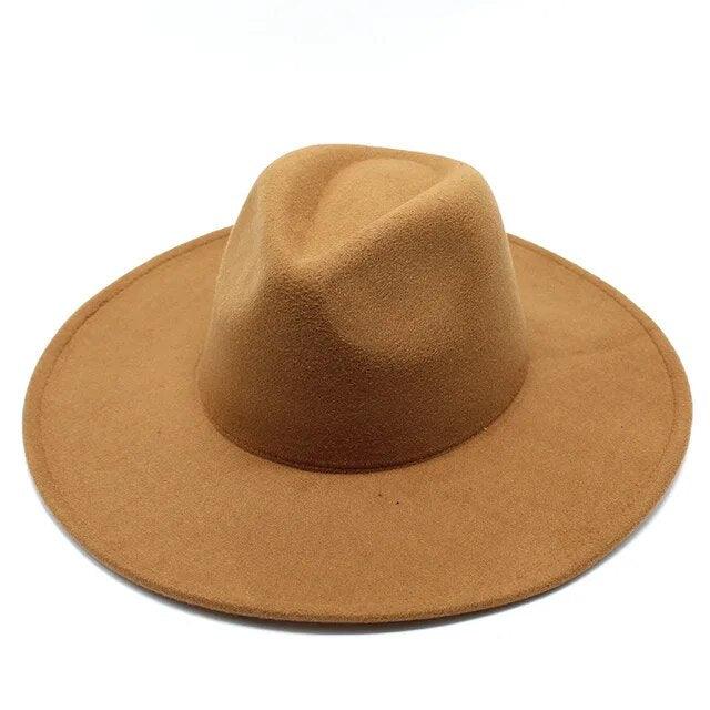 Modern Classic Felt Fedora – Stylish Wide Brim Wool Hat for Men and Women - Country in My Heart