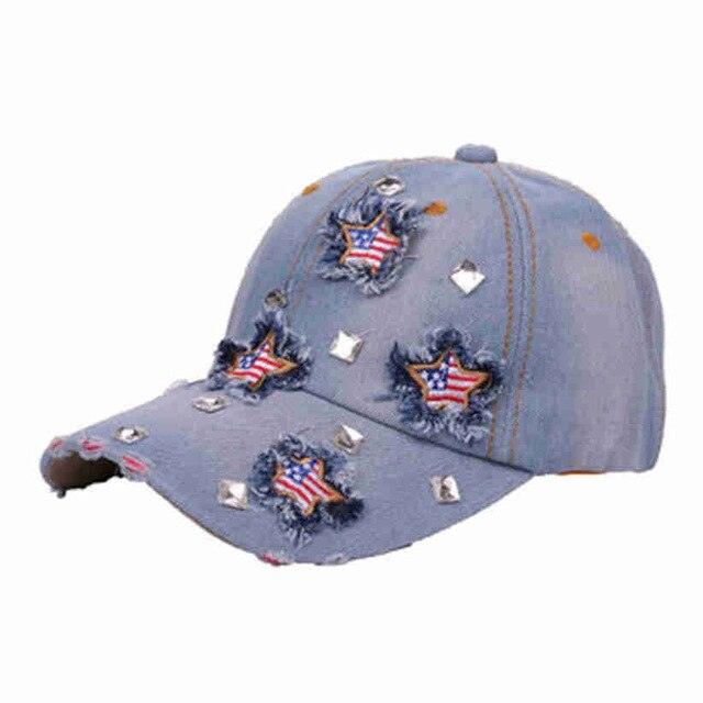 American Flag Distressed Denim Baseball Cap - Country in My Heart