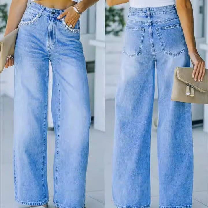 "Ava" Petal Pocket Wide-Leg Denim Jeans - Country in My Heart