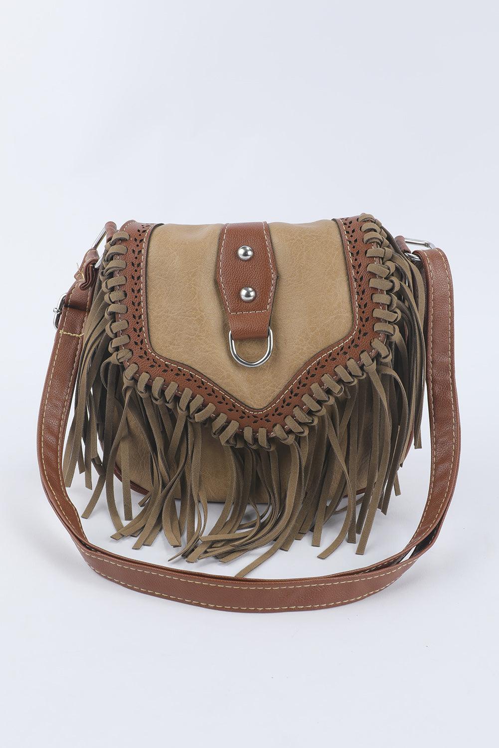 Tan Fringe Leather Crossbody Bag - Country in My Heart