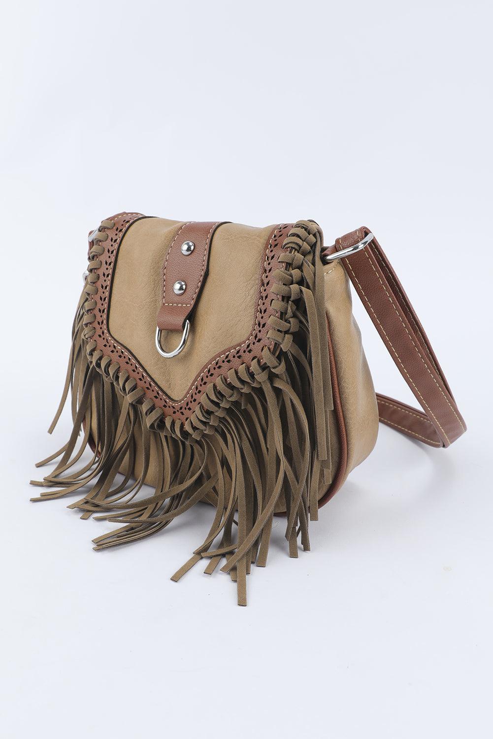 Tan Fringe Leather Crossbody Bag - Country in My Heart