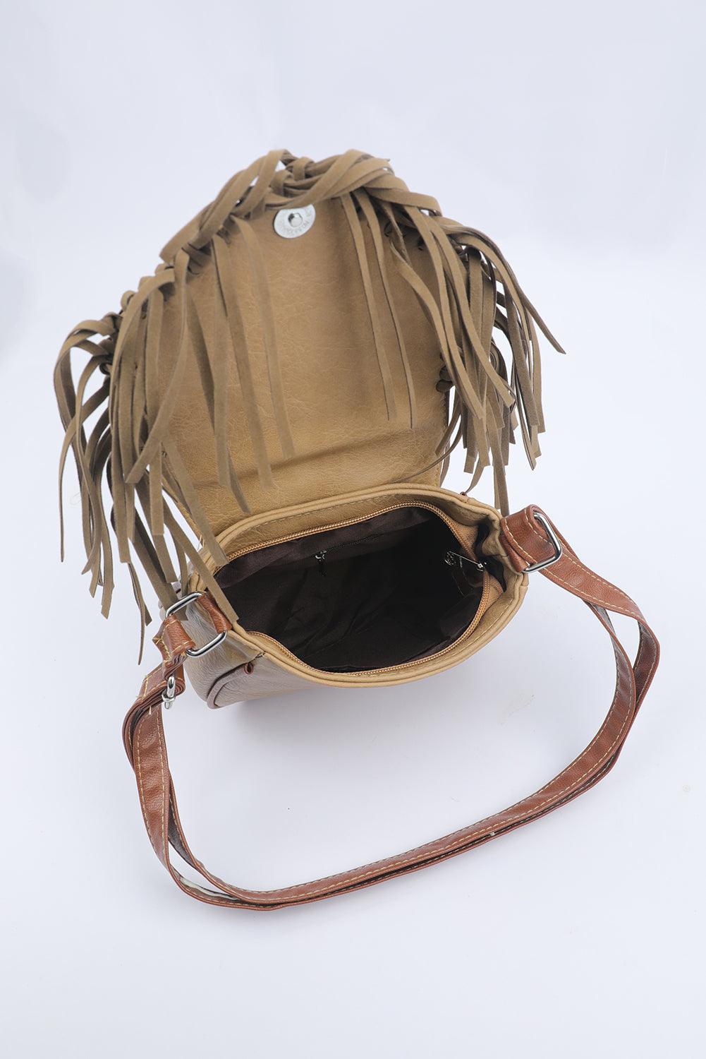 Tan Fringe Leather Crossbody Bag - Country in My Heart