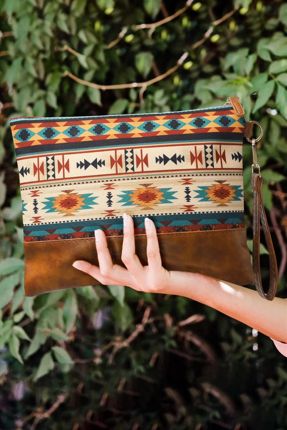 Aztec Print Leather Clutch - Country in My Heart