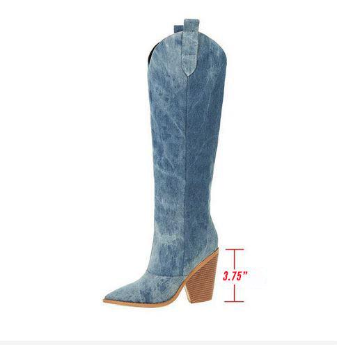 Tie Dye Denim Knee-High Cowgirl Boots - Country in My Heart