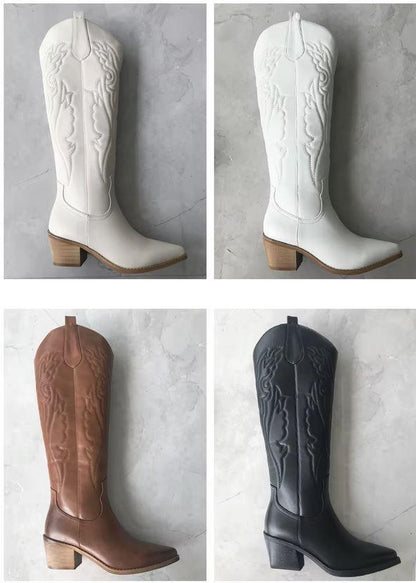 Western Chic Cowboy Boots | Stylish Chunky Heel Knee High Boots for Cowgirls - Country in My Heart