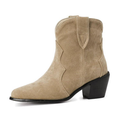 Cowgirl Chic Suede Ankle Boots - Stylish High Heel Cowgirl Boots for Women - Country in My Heart