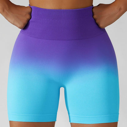 Gradient High-Waisted Yoga Shorts for Cowgirl Fitness | Seamless Activewear for Yoga, Running - Country in My Heart