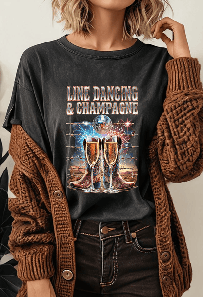 Line Dancing and Champagne T-Shirt - Country in My Heart