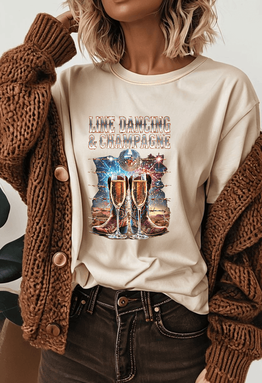 Line Dancing and Champagne T-Shirt - Country in My Heart