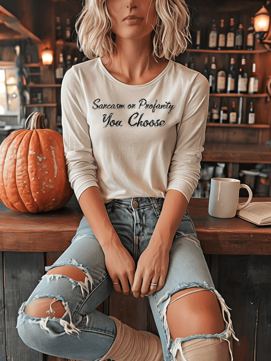 Serve Up Attitude Womens Jersey Long Sleeve Tee with Sarcasm or Profanity - Country in My Heart