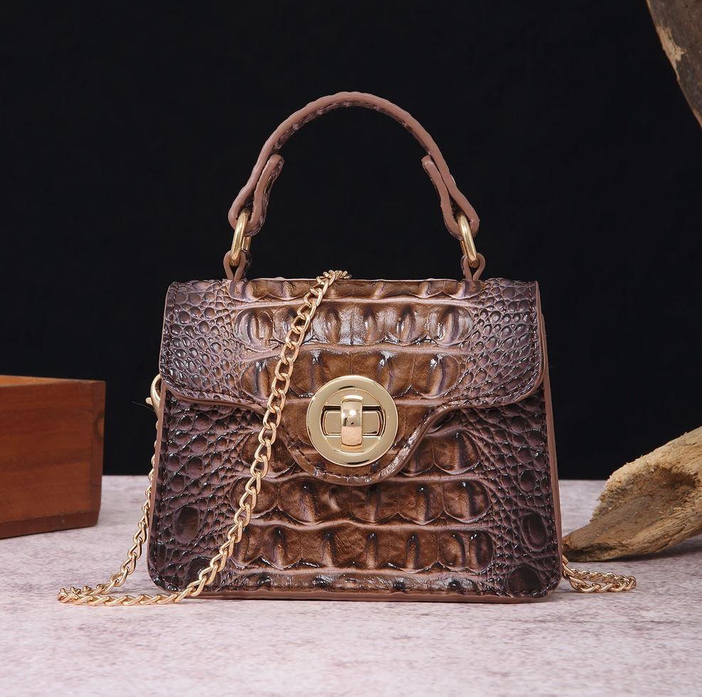 Crocodile Print Leather Handbag | Luxury Handcrafted with Locking Flap - Country in My Heart