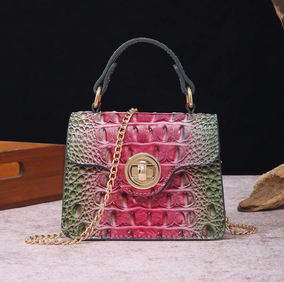 Crocodile Print Leather Handbag | Luxury Handcrafted with Locking Flap - Country in My Heart