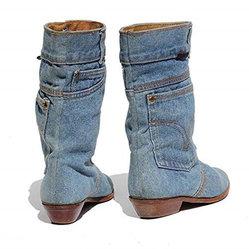 Sky Blue Denim Cowboy Boots - Country in My Heart