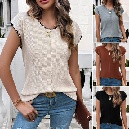 Chic Breeze Short Sleeved Sweater – Lightweight Summer Top for Trendy Women - Country in My Heart