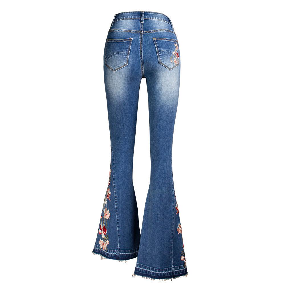 Flared Leg Embroidered Denim Jeans | Cowgirl Style with a Floral Touch - Country in My Heart