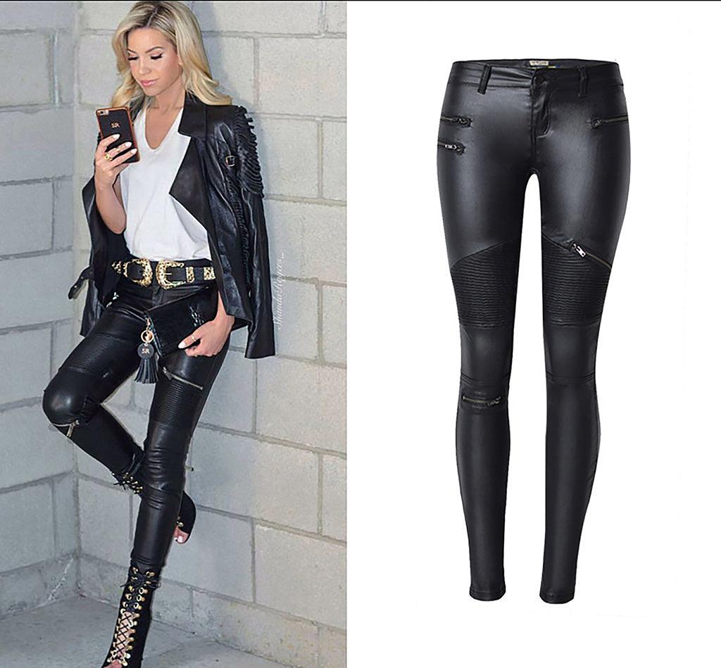 Rebel Rider Multi-Zip Skinny Motorcycle Pants - Edgy Street Style & Bold Fit - Country in My Heart