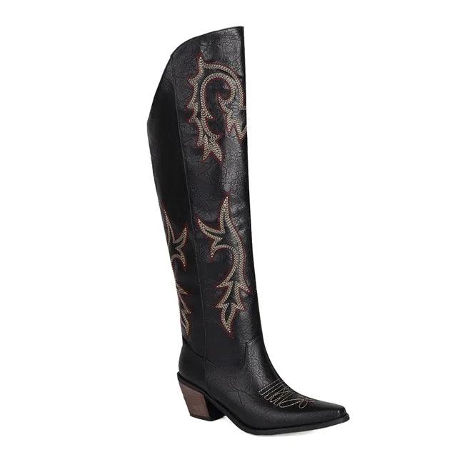 Western Allure High Heel Over the Knee Boots - Embellished Cowboy Style - Country in My Heart