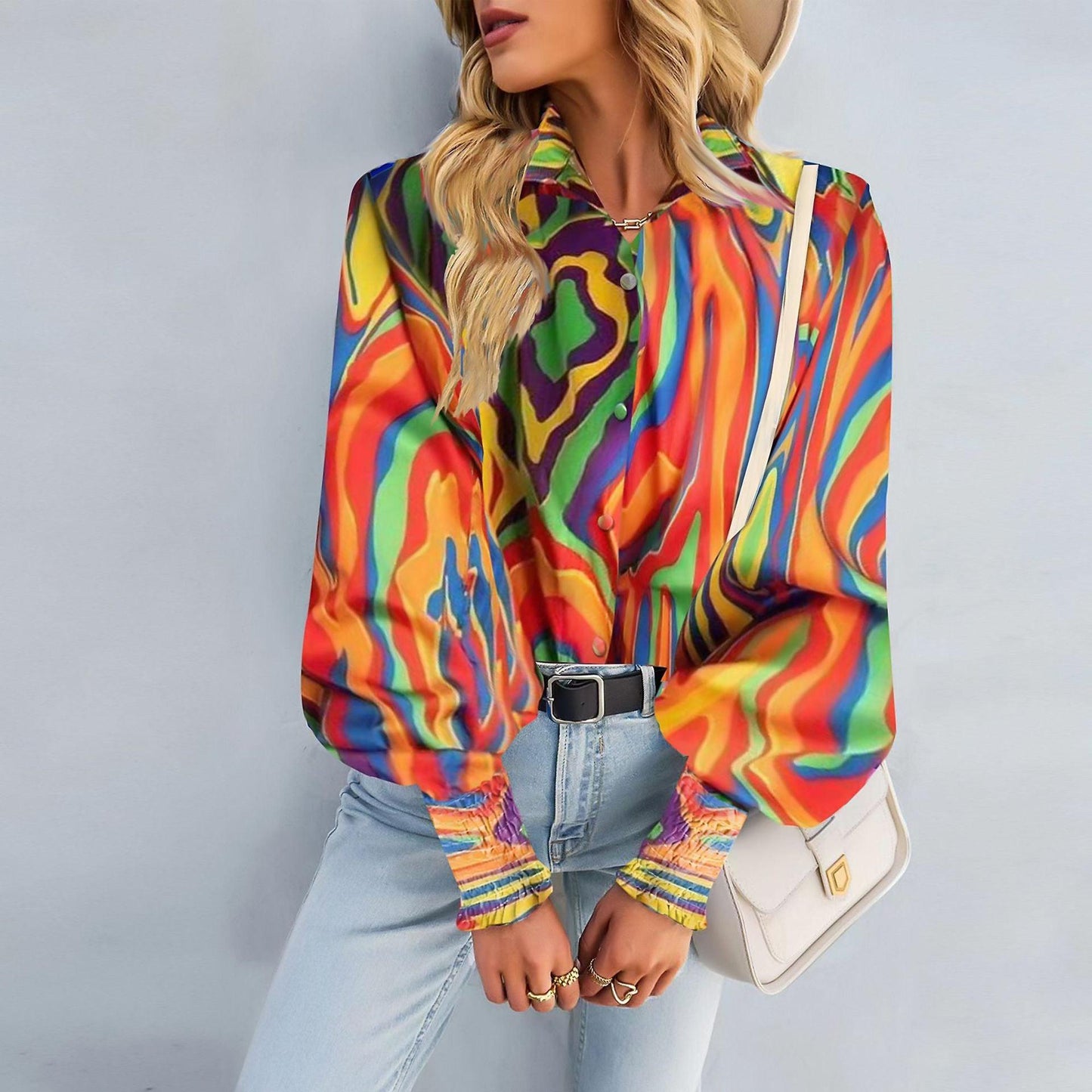 Boho Printed Lantern Sleeve Top – Relaxed Fit Casual Shirt for Country Girls - Country in My Heart