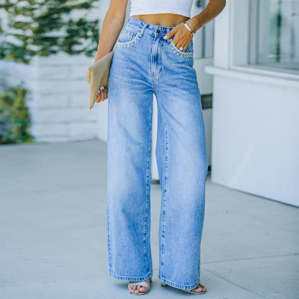 "Ava" Petal Pocket Wide-Leg Denim Jeans - Country in My Heart