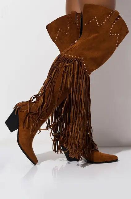 Vintage Fringe Over-the-Knee Boots - Country in My Heart