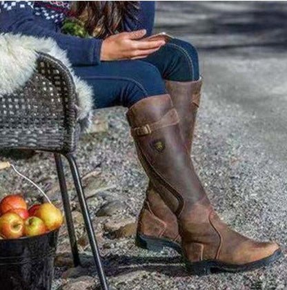 Vintage Ride Leather Boots - Stylish Retro Riding Boots for Trendy Women - Country in My Heart