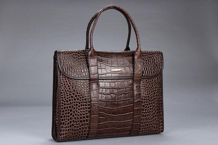 Exotic Croco Leather Laptop Bag - Luxury Genuine Cowhide for Stylish Women - Country in My Heart