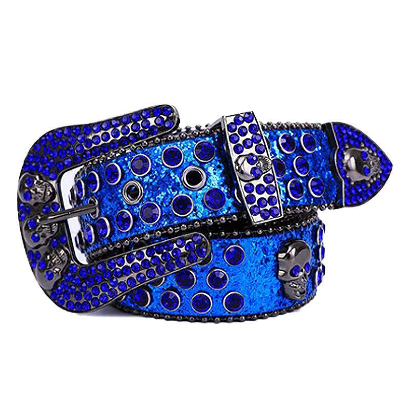 Skullduggery Western Rhinestone Belt | Punk Rock Skull Studded Fashion Belt - Country in My Heart