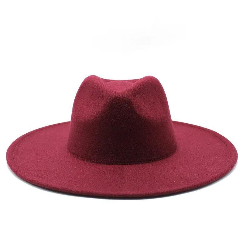 Modern Classic Felt Fedora – Stylish Wide Brim Wool Hat for Men and Women - Country in My Heart