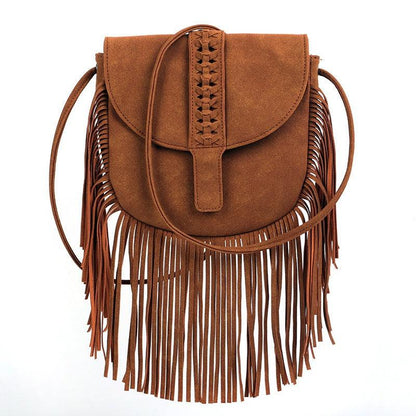 Dakota Tasseled Boho Leather Bag - Trendy Large Tassel Shoulder Bag - Country in My Heart