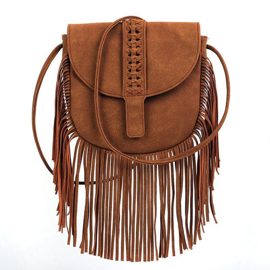 Dakota Tasseled Boho Leather Bag - Trendy Large Tassel Shoulder Bag - Country in My Heart