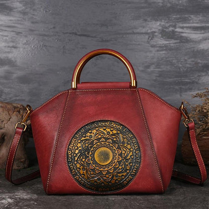 Mandala Embossed Leather Shoulder Bag - Country in My Heart