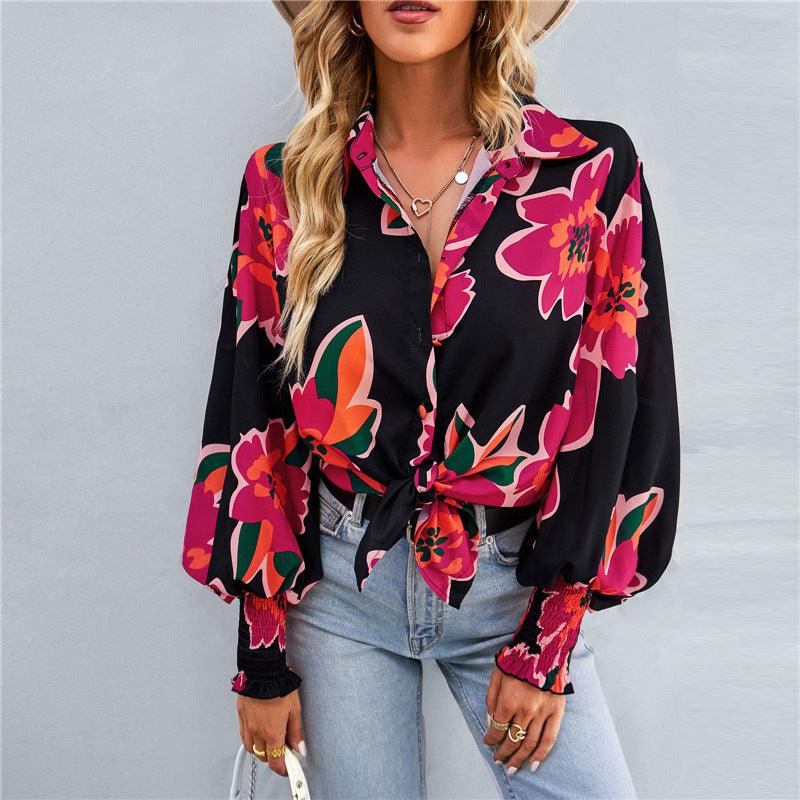 Boho Printed Lantern Sleeve Top – Relaxed Fit Casual Shirt for Country Girls - Country in My Heart