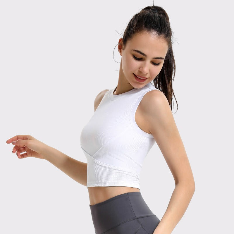 SculptFit Sleeveless Ribbed Yoga Top