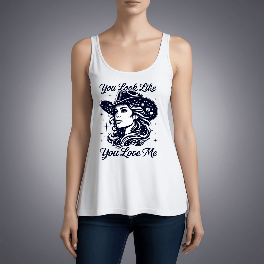 Cosmic Cowgirl Micro Ribbed Tank Top - You Look Like You Love Me - Country in My Heart