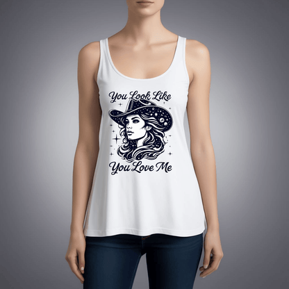 Cosmic Cowgirl Micro Ribbed Tank Top - You Look Like You Love Me - Country in My Heart