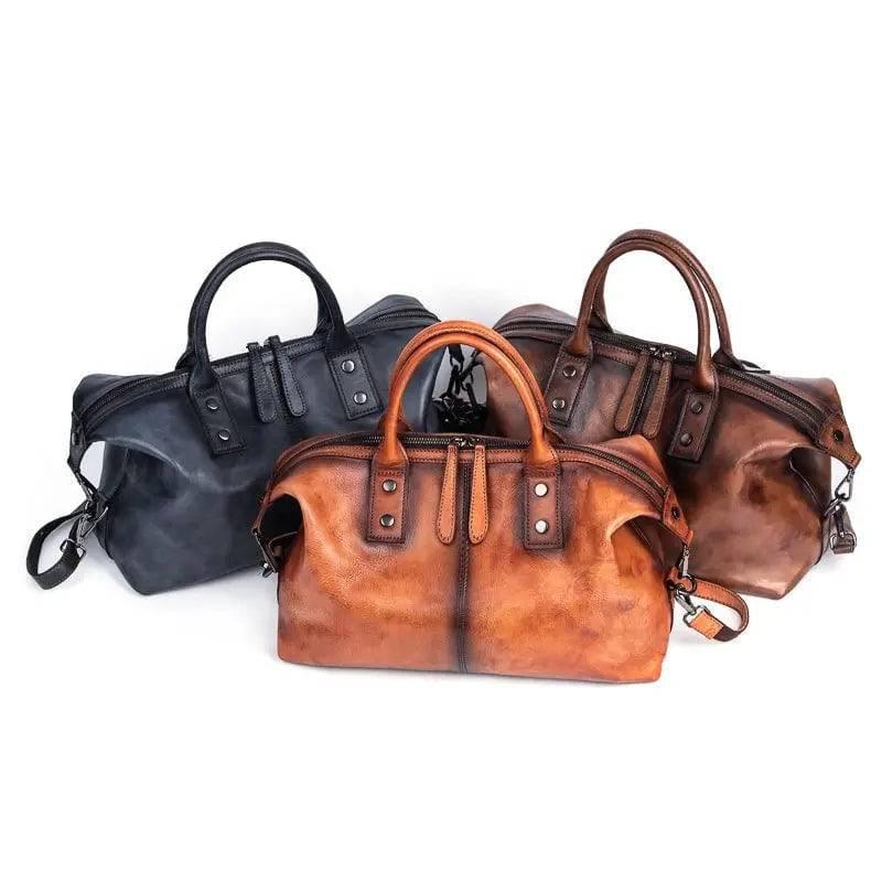 Rustic Luxury Vintage Calfskin Leather Duffle Bag - Country in My Heart