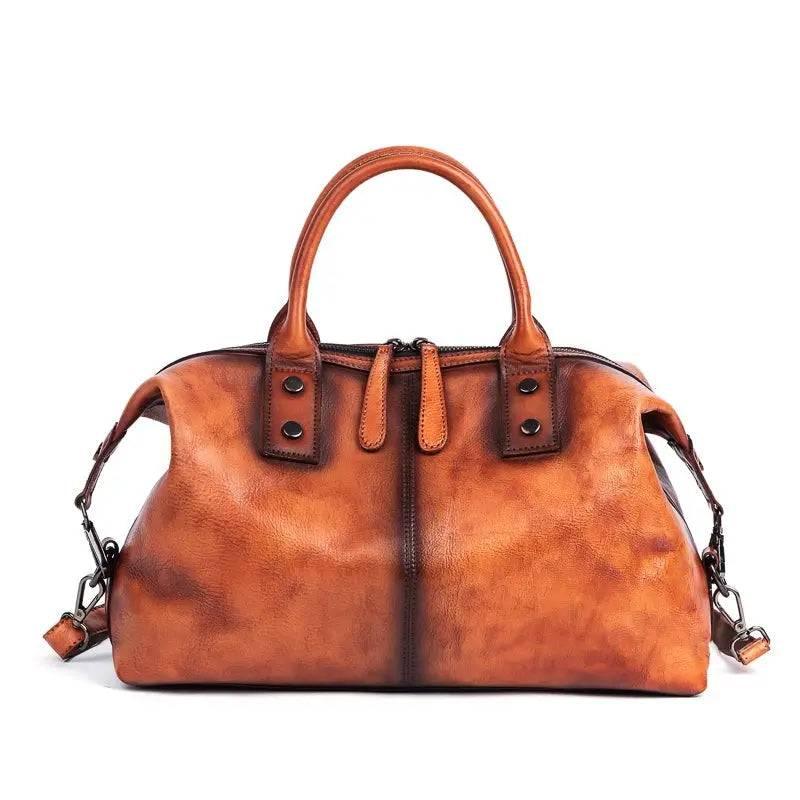 Rustic Luxury Vintage Calfskin Leather Duffle Bag - Country in My Heart