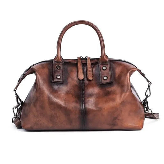 Rustic Luxury Vintage Calfskin Leather Duffle Bag - Country in My Heart