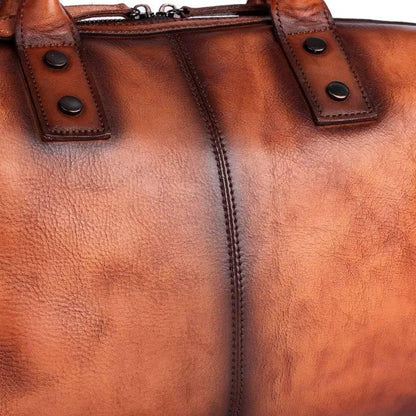 Rustic Luxury Vintage Calfskin Leather Duffle Bag - Country in My Heart