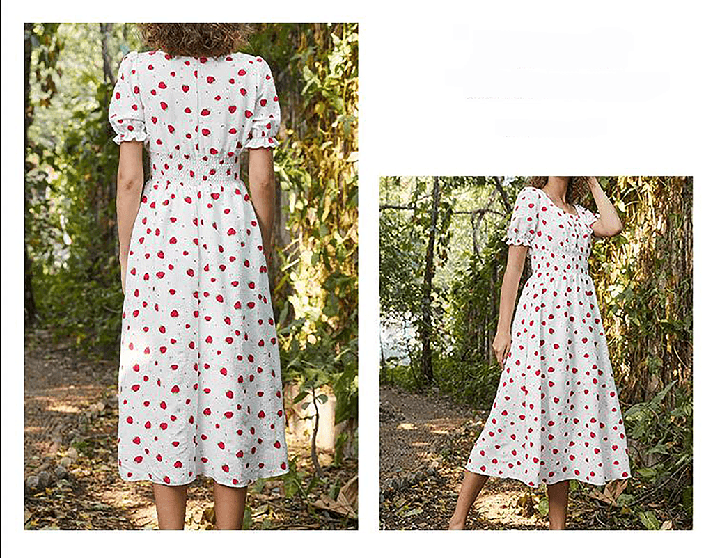 Strawberry Fields Summer Dress - Playful Floral Chiffon Dress for Women - Country in My Heart