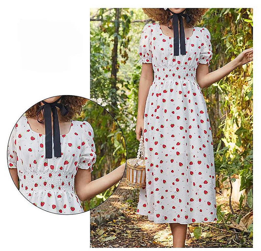 Strawberry Fields Summer Dress - Playful Floral Chiffon Dress for Women - Country in My Heart