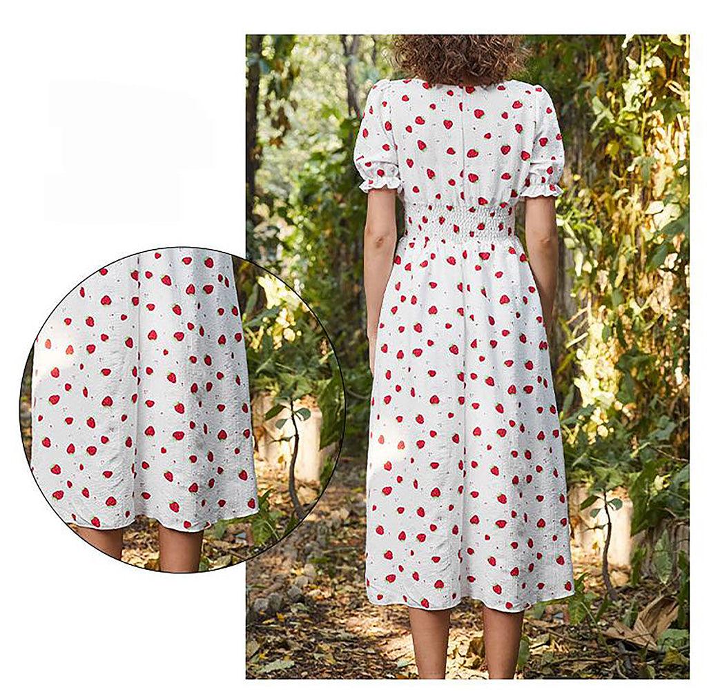 Strawberry Fields Summer Dress - Playful Floral Chiffon Dress for Women - Country in My Heart