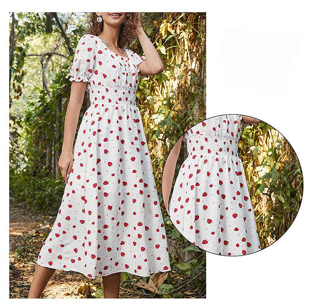 Strawberry Fields Summer Dress - Playful Floral Chiffon Dress for Women - Country in My Heart