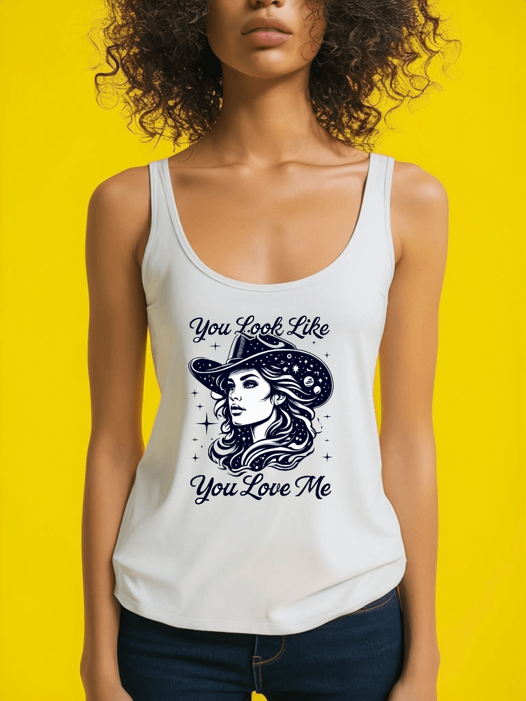 Cosmic Cowgirl Micro Ribbed Tank Top - You Look Like You Love Me - Country in My Heart