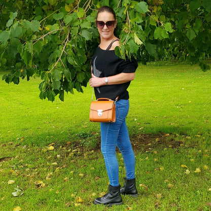 Burnt Orange Leather Sugarcube Handbag - Country in My Heart