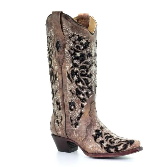 Rhinestone Hollow Out Flower Cowgirl Boots – Sexy High Heel Western Style