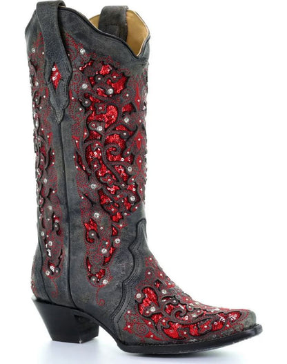 Rhinestone Hollow Out Flower Cowgirl Boots – Sexy High Heel Western Style