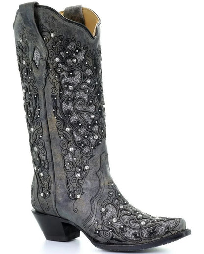 Rhinestone Hollow Out Flower Cowgirl Boots – Sexy High Heel Western Style