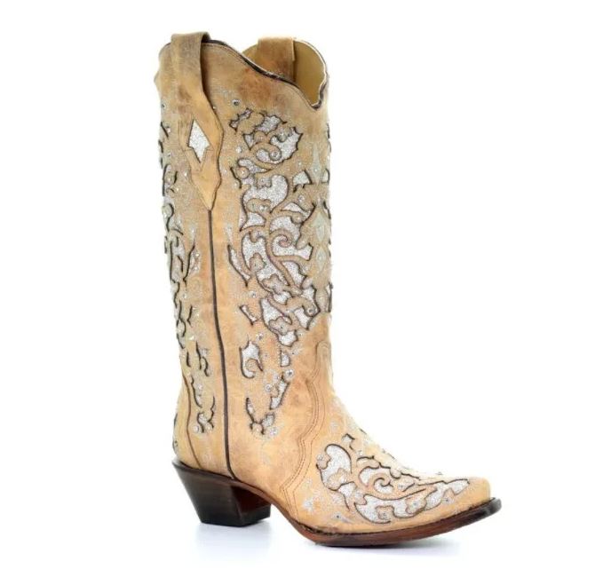 Rhinestone Hollow Out Flower Cowgirl Boots – Sexy High Heel Western Style